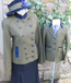 J 91 double breasted slanted front  jacket with navy velvet  trim. Shown with navy skirt and matching childs jacket.jpg